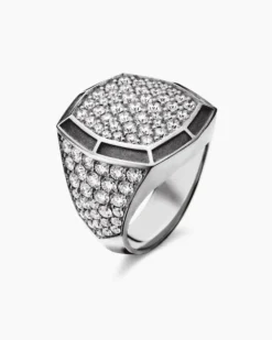 Streamline® Bold Signet Ring Sterling Silver with Diamonds, 23.4mm
