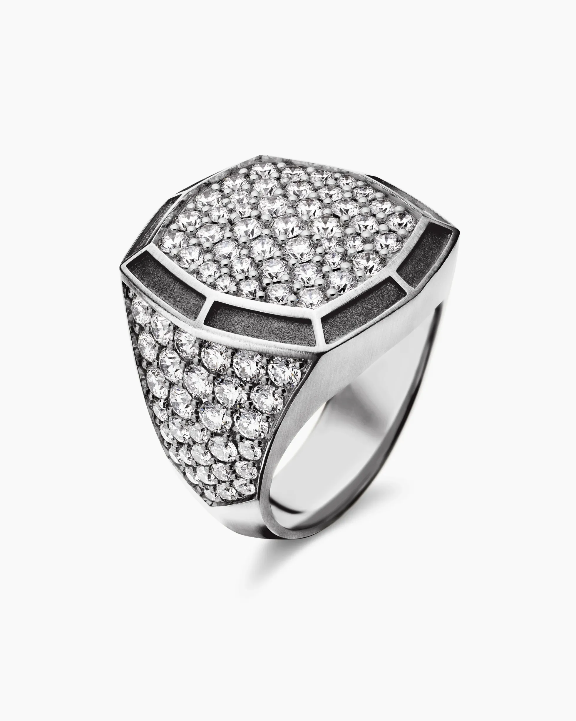 Streamline® Bold Signet Ring Sterling Silver with Diamonds, 23.4mm