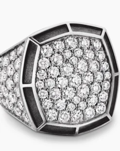 Streamline® Bold Signet Ring Sterling Silver with Diamonds, 23.4mm