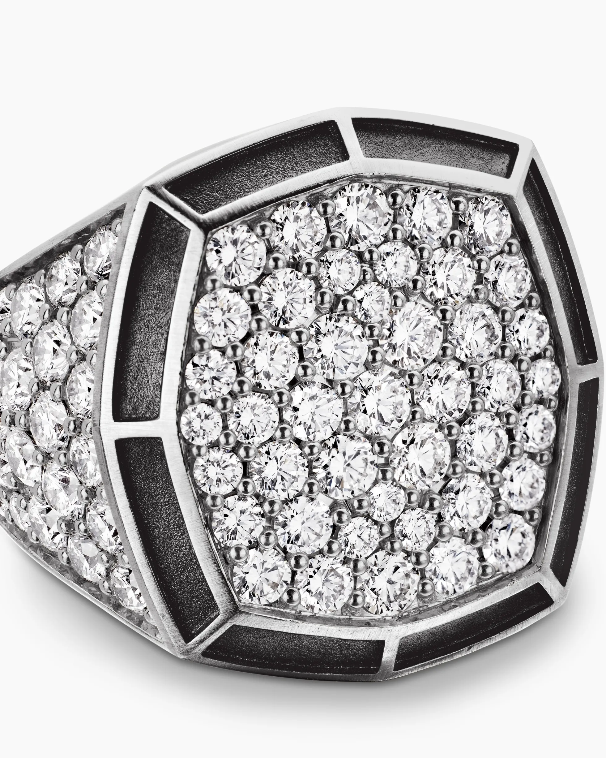 Streamline® Bold Signet Ring Sterling Silver with Diamonds, 23.4mm