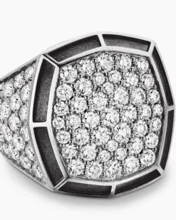 Streamline® Bold Signet Ring Sterling Silver with Diamonds, 23.4mm