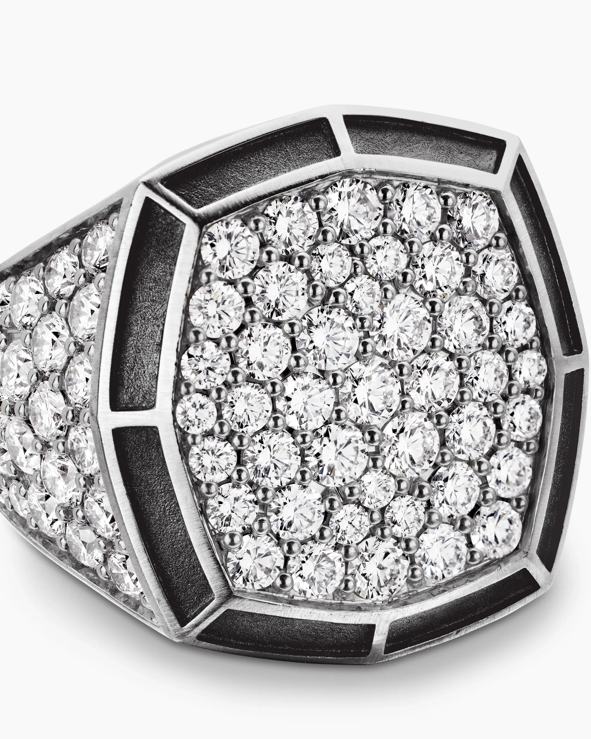 Streamline® Bold Signet Ring Sterling Silver with Diamonds, 23.4mm