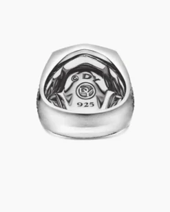 Streamline® Bold Signet Ring Sterling Silver with Diamonds, 23.4mm