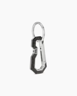 Streamline® Carabineer Keychain Sterling Silver with Forged Carbon, 57.5mm