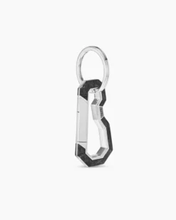Streamline® Carabineer Keychain Sterling Silver with Forged Carbon, 57.5mm