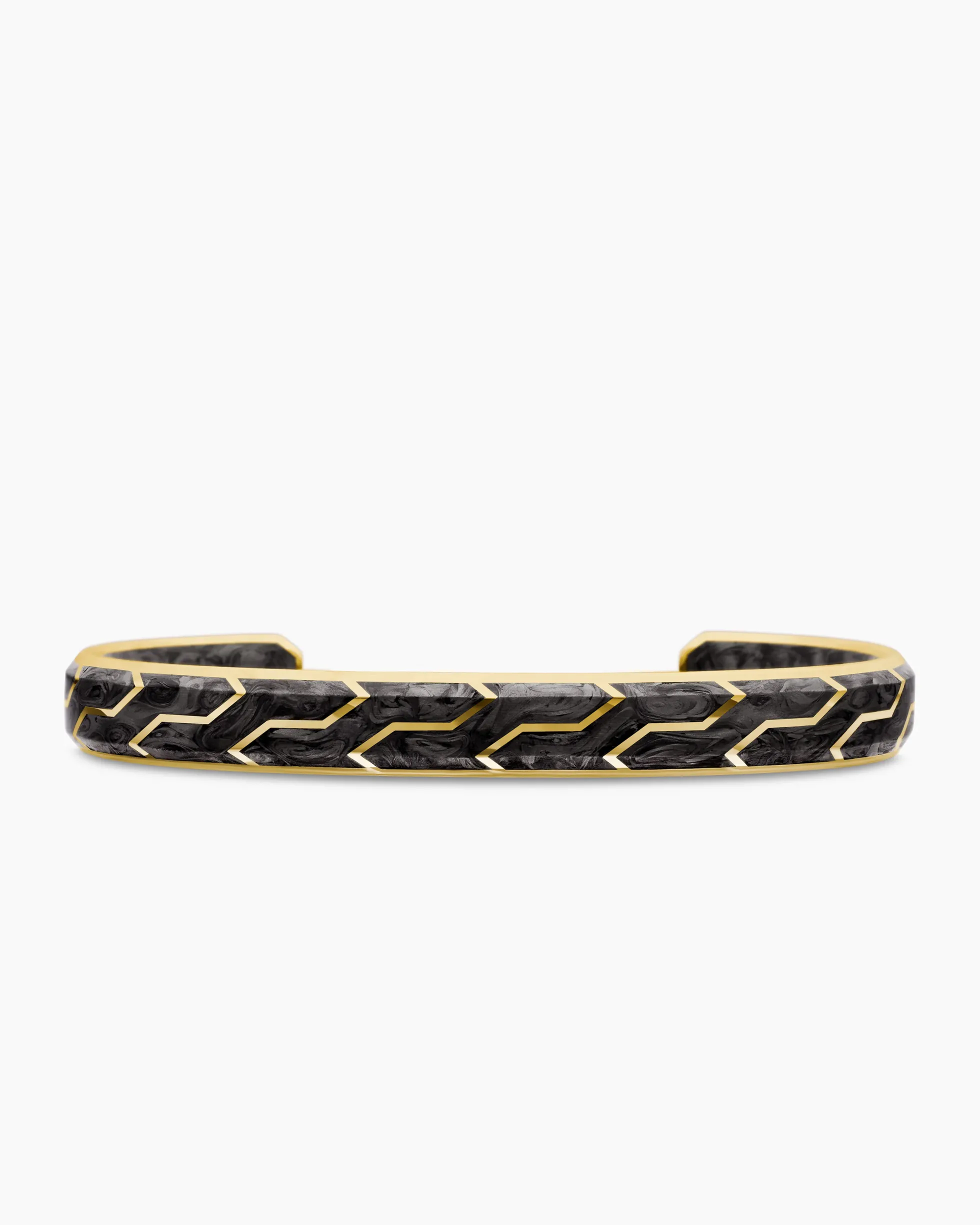Streamline® Cuff Bracelet 18K Yellow Gold with Forged Carbon, 8.5mm