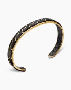 Streamline® Cuff Bracelet 18K Yellow Gold with Forged Carbon, 8.5mm
