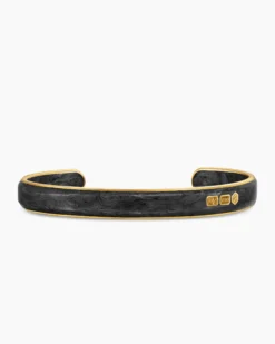 Streamline® Cuff Bracelet 18K Yellow Gold with Forged Carbon, 9mm