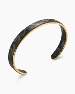 Streamline® Cuff Bracelet 18K Yellow Gold with Forged Carbon, 9mm