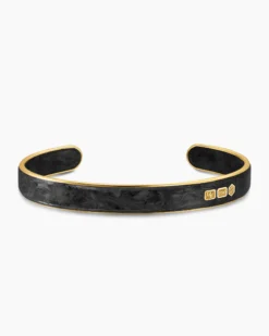 Streamline® Cuff Bracelet 18K Yellow Gold with Forged Carbon, 9mm