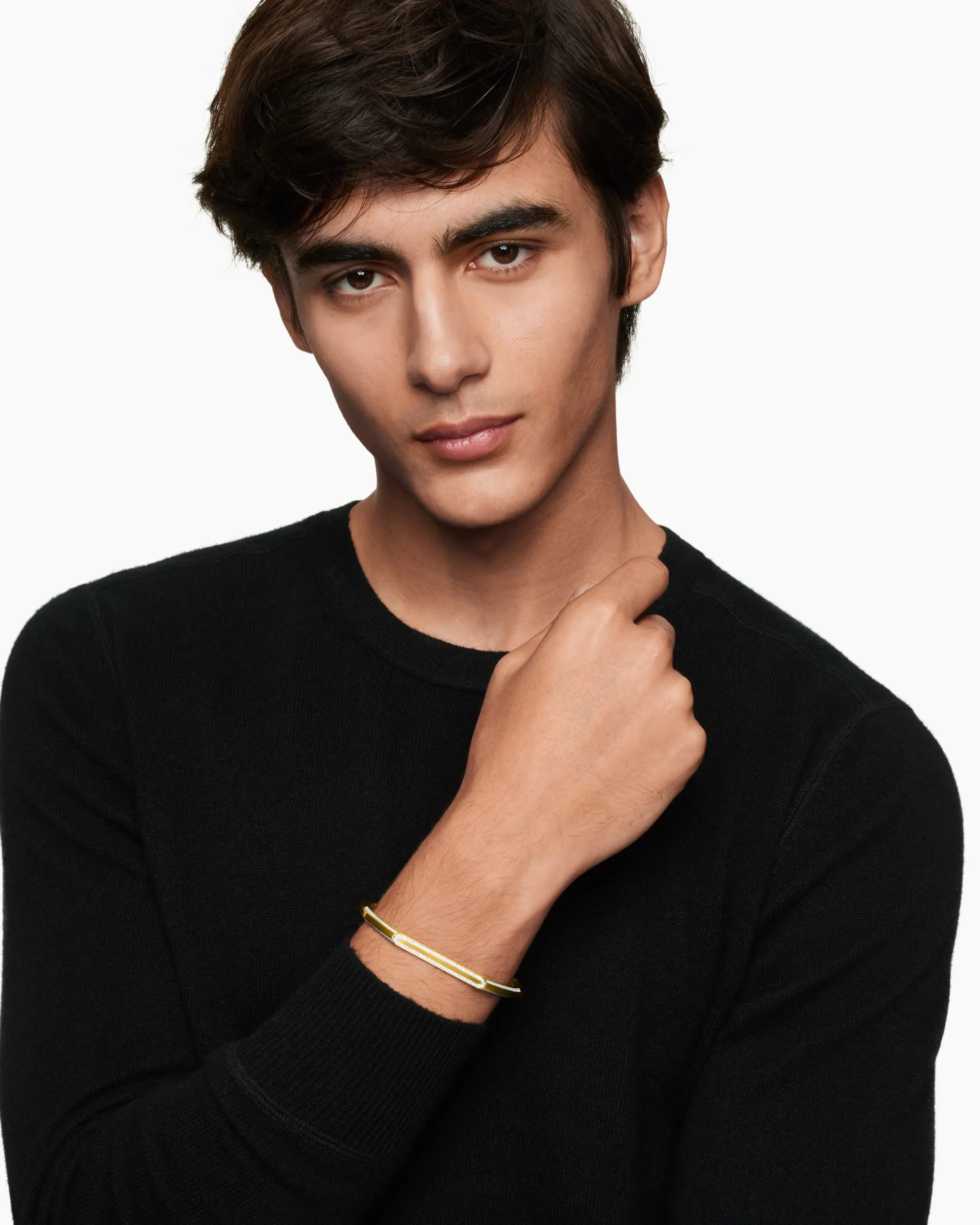 Streamline® Cuff Bracelet 18K Yellow Gold with Diamonds, 5.5mm