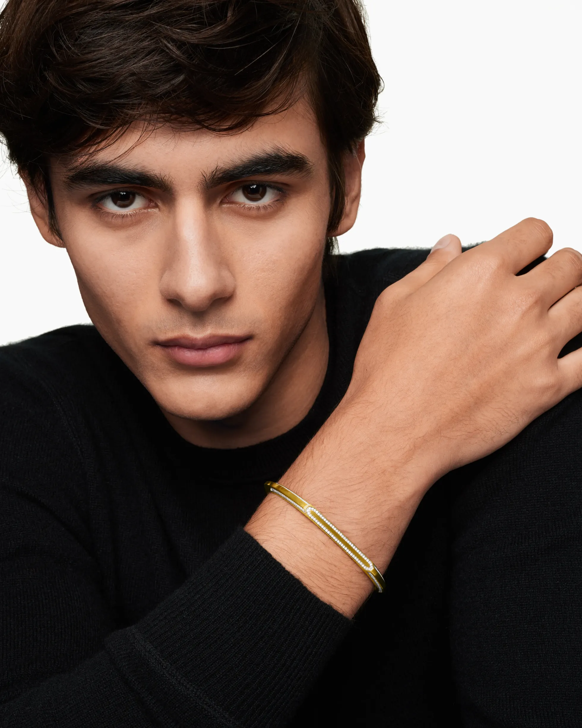 Streamline® Cuff Bracelet 18K Yellow Gold with Diamonds, 5.5mm
