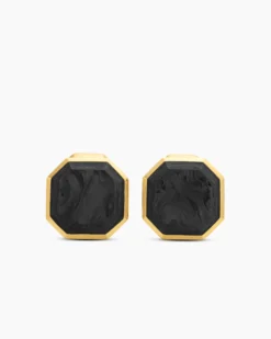 Streamline® Cufflinks 18K Yellow Gold with Forged Carbon, 15mm
