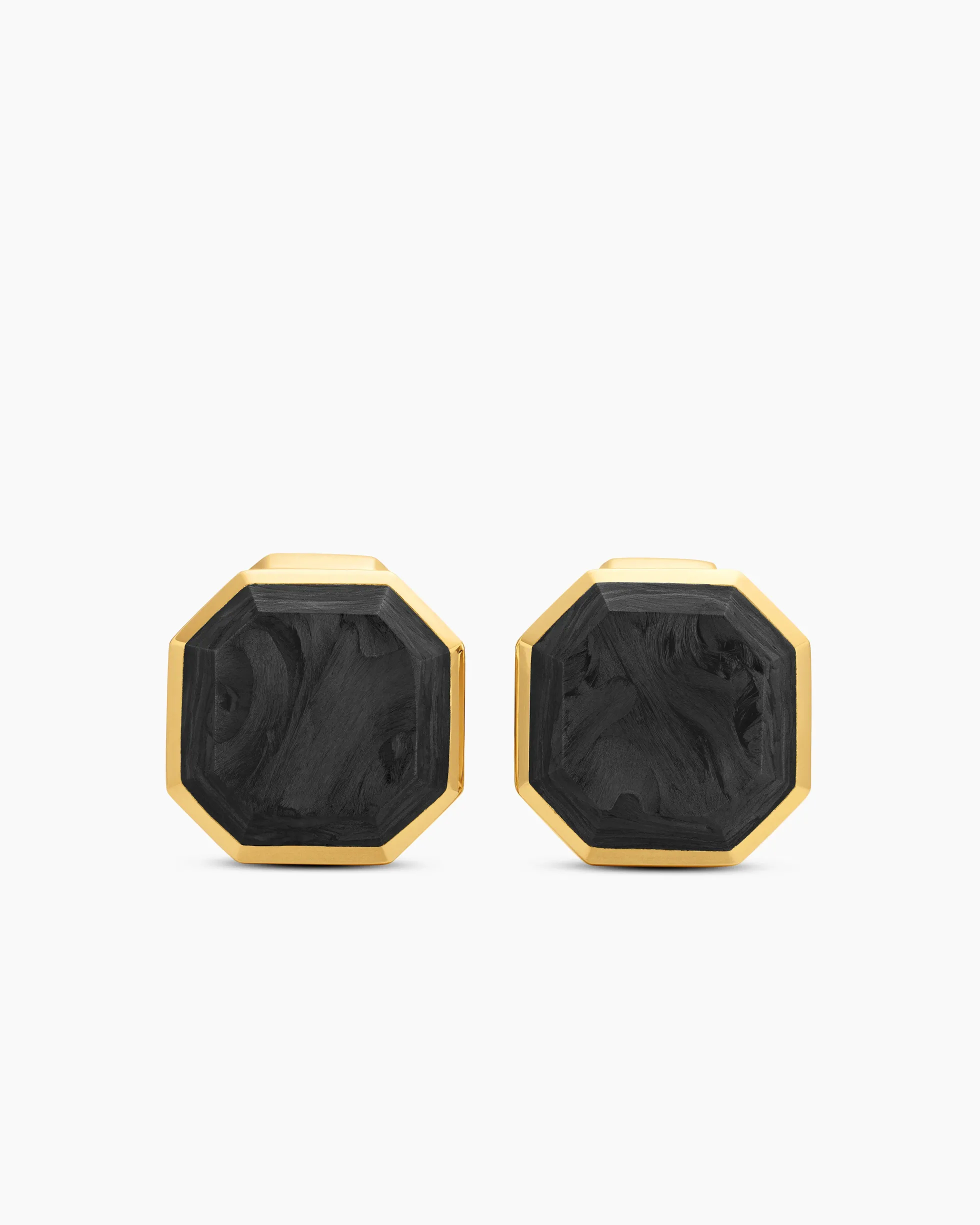 Streamline® Cufflinks 18K Yellow Gold with Forged Carbon, 15mm