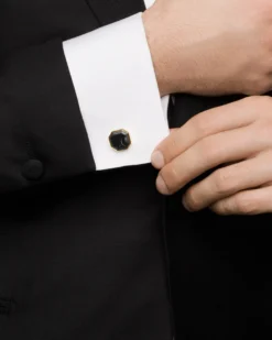 Streamline® Cufflinks 18K Yellow Gold with Forged Carbon, 15mm