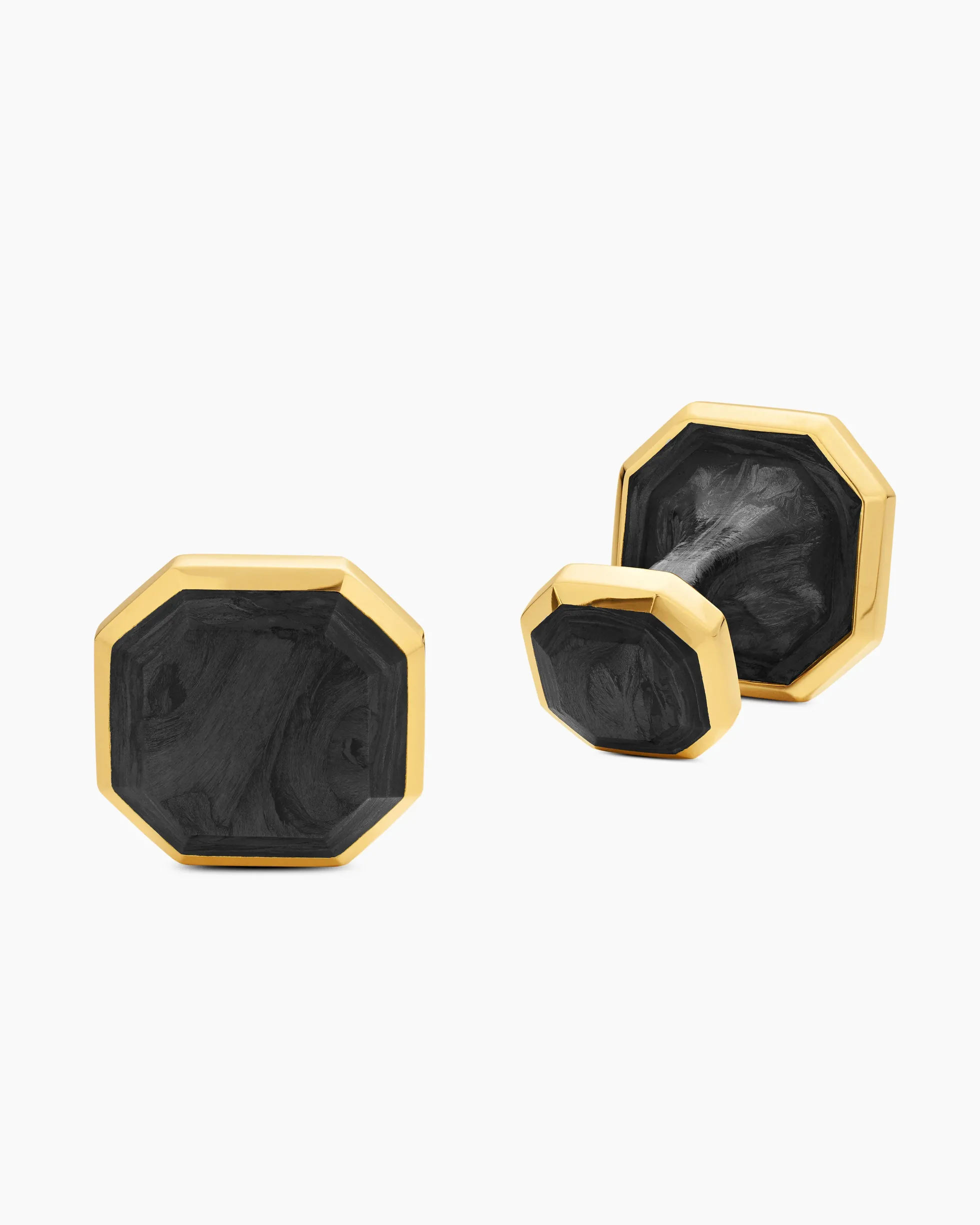 Streamline® Cufflinks 18K Yellow Gold with Forged Carbon, 15mm