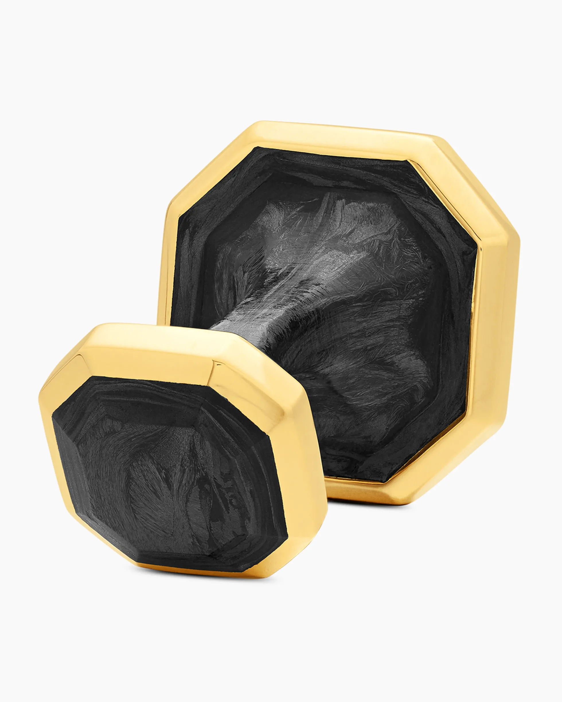 Streamline® Cufflinks 18K Yellow Gold with Forged Carbon, 15mm
