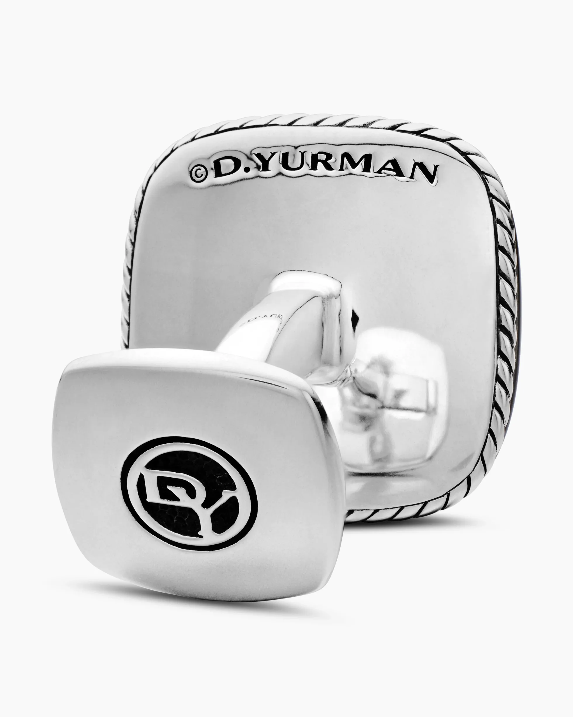 Streamline® Cushion Cufflinks Sterling Silver with Black Onyx, 17mm
