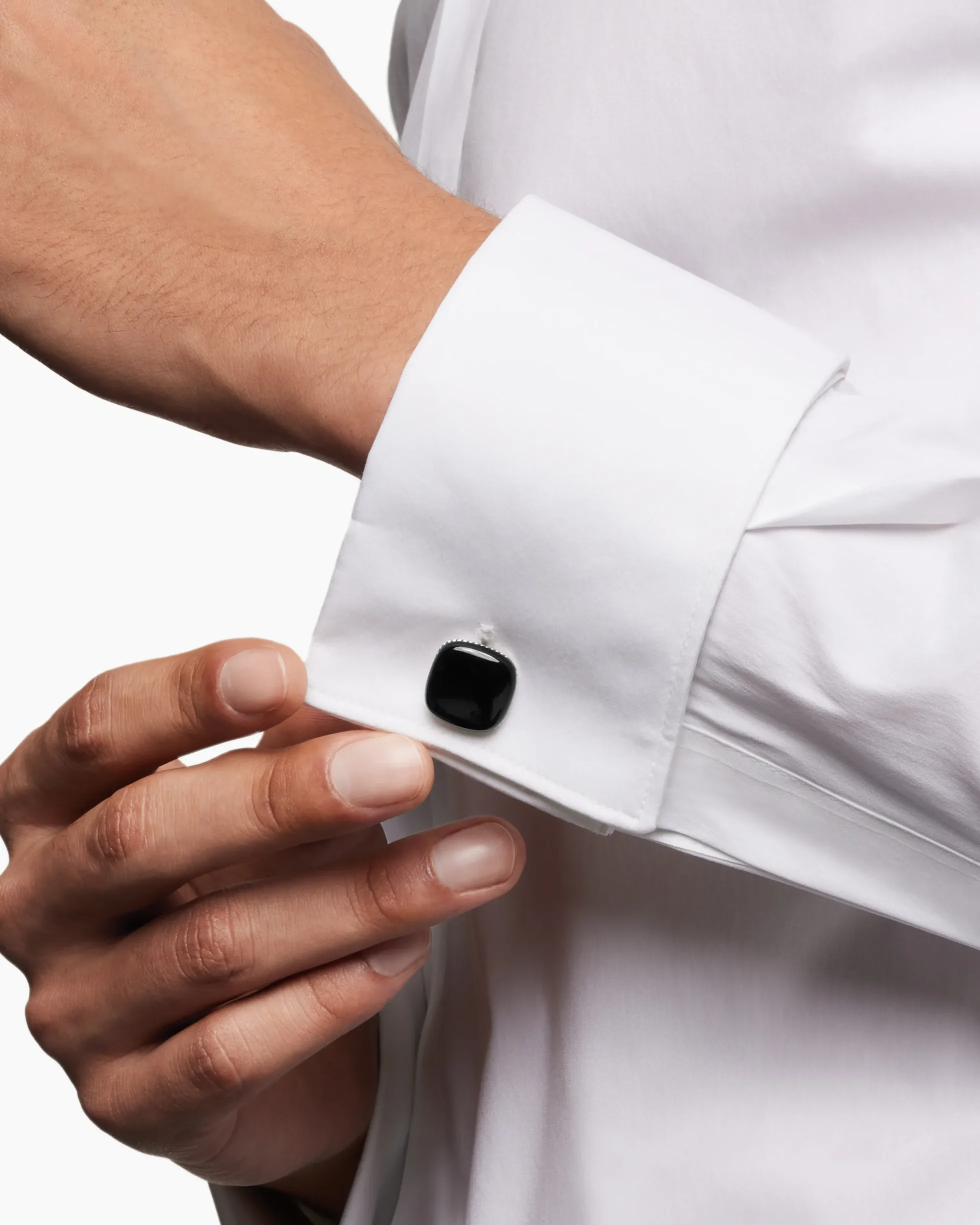 Streamline® Cushion Cufflinks Sterling Silver with Black Onyx, 17mm