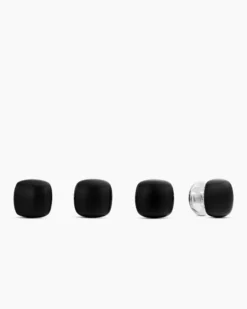 Streamline® Cushion Tuxedo Studs Sterling Silver with Black Onyx