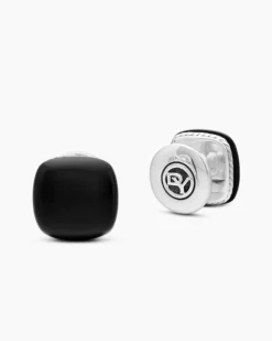 Streamline® Cushion Tuxedo Studs Sterling Silver with Black Onyx