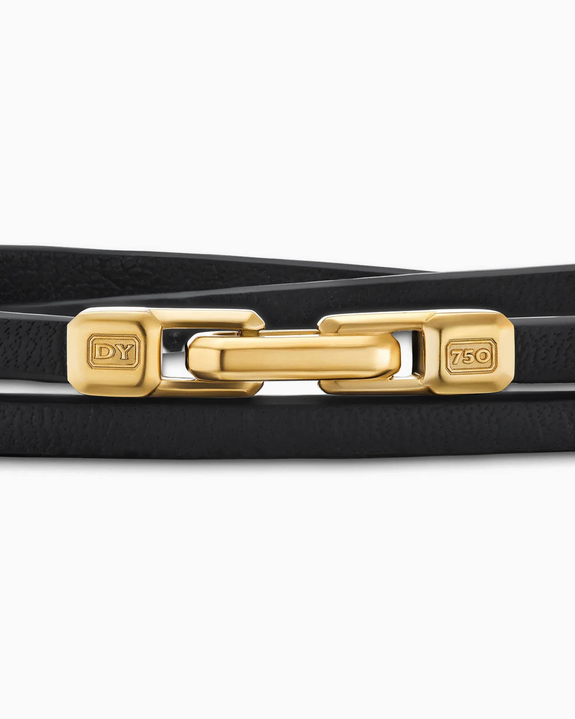 Streamline® Double Wrap Bracelet Black Leather with 18K Yellow Gold, 5.2mm