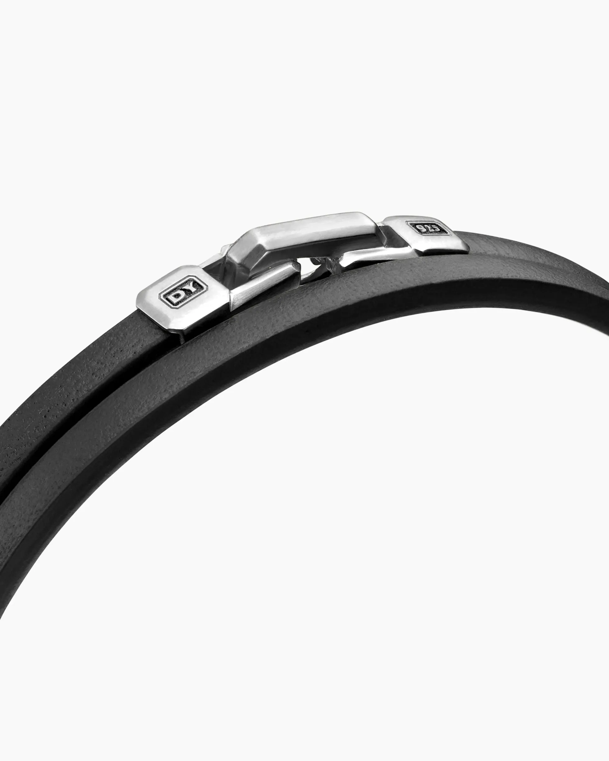 Streamline® Double Wrap Bracelet Black Leather with Sterling Silver, 5.2mm