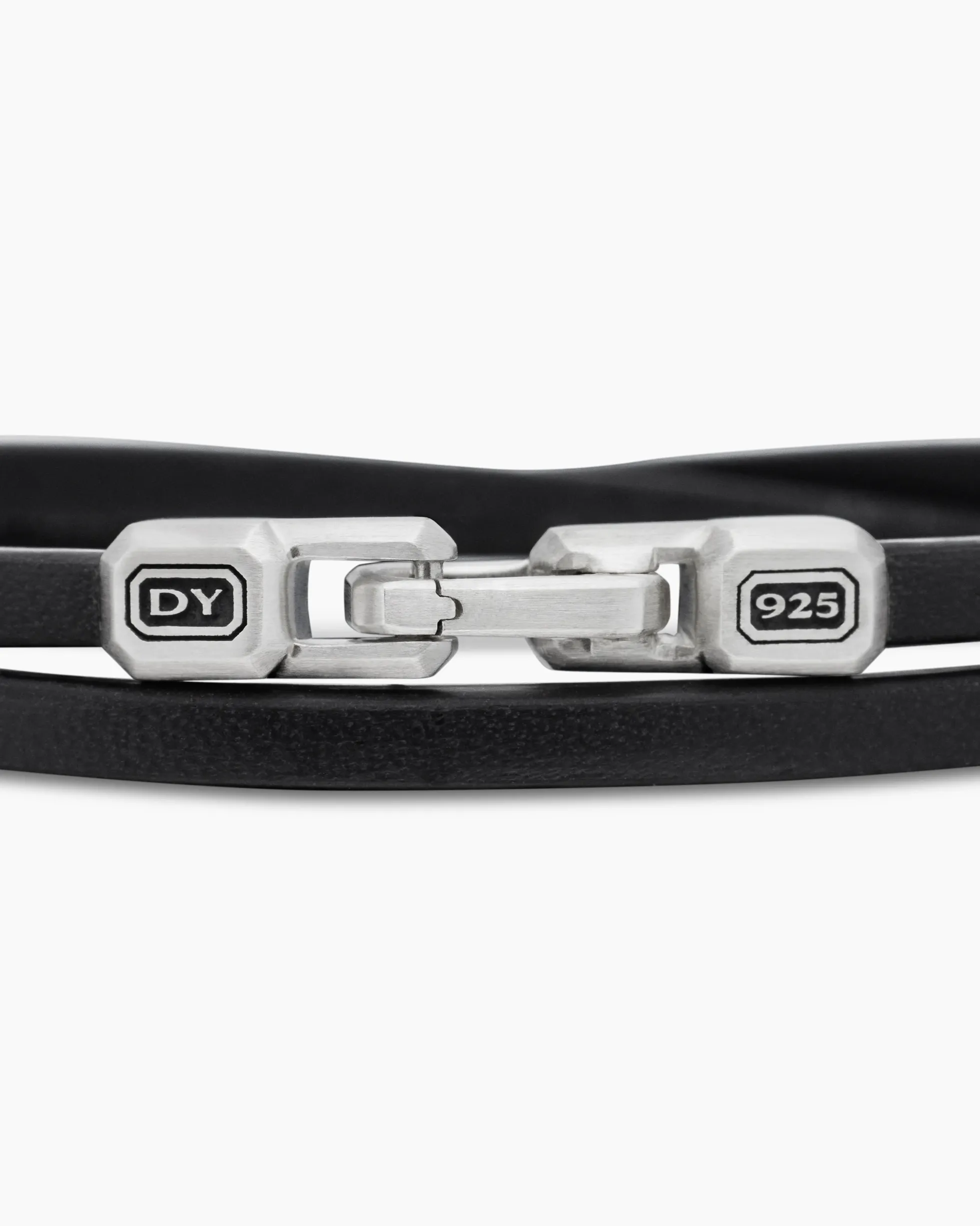 Streamline® Double Wrap Bracelet Black Leather with Sterling Silver, 5.2mm