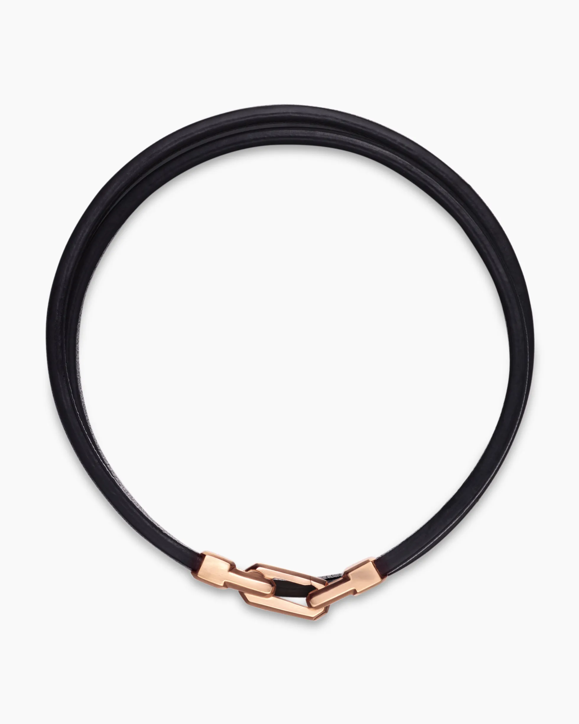 Streamline® Double Wrap Bracelet Black Leather with 18K Rose Gold, 5.2mm