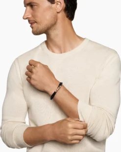 Streamline® Double Wrap Bracelet Black Leather with 18K Rose Gold, 5.2mm
