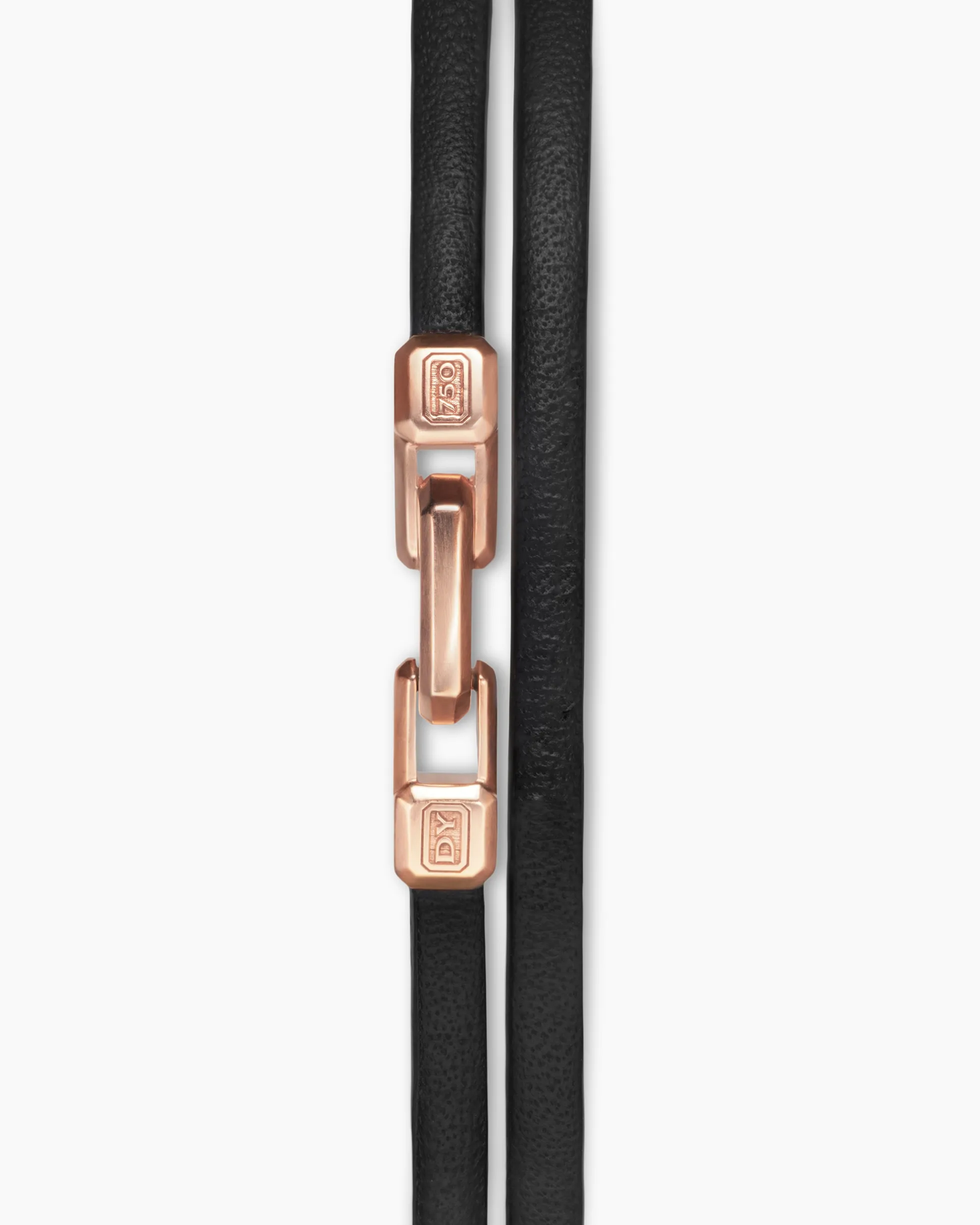Streamline® Double Wrap Bracelet Black Leather with 18K Rose Gold, 5.2mm