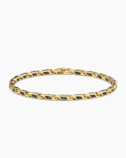 Streamline® Faceted Chain Bracelet 18K Yellow Gold with Forged Carbon, 4.3mm