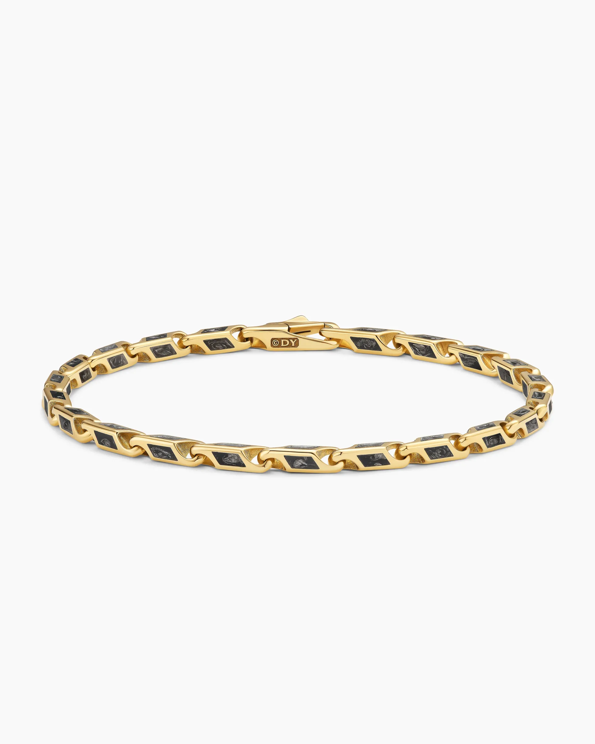 Streamline® Faceted Chain Bracelet 18K Yellow Gold with Forged Carbon, 4.3mm