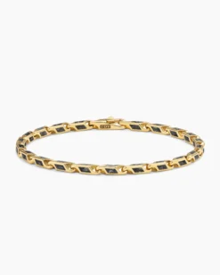 Streamline® Faceted Chain Bracelet 18K Yellow Gold with Forged Carbon, 4.3mm