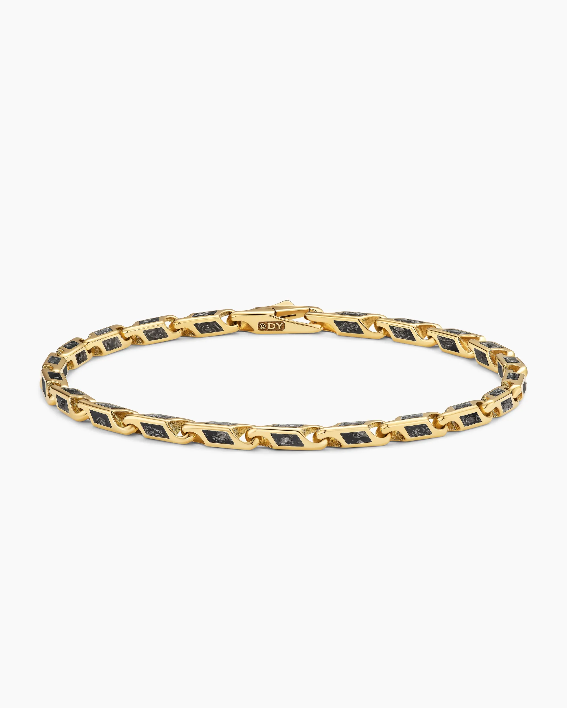 Streamline® Faceted Chain Bracelet 18K Yellow Gold with Forged Carbon, 4.3mm