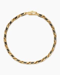Streamline® Faceted Chain Bracelet 18K Yellow Gold with Forged Carbon, 4.3mm