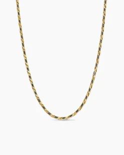 Streamline® Faceted Chain Necklace 18K Yellow Gold with Forged Carbon, 4.3mm
