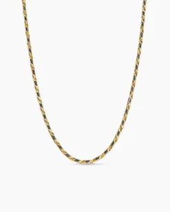 Streamline® Faceted Chain Necklace 18K Yellow Gold with Forged Carbon, 4.3mm