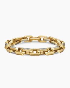 Streamline® Heirloom Chain Link Bracelet 18K Yellow Gold with Pavé Diamonds, 7.5mm