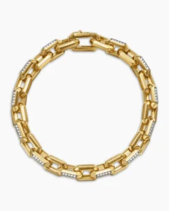 Streamline® Heirloom Chain Link Bracelet 18K Yellow Gold with Pavé Diamonds, 7.5mm