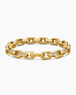 Streamline® Heirloom Chain Link Bracelet 18K Yellow Gold with Pavé Diamonds, 7.5mm