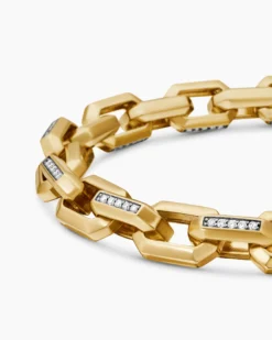 Streamline® Heirloom Chain Link Bracelet 18K Yellow Gold with Pavé Diamonds, 7.5mm