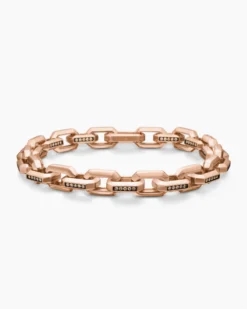 Streamline® Heirloom Chain Link Bracelet 18K Rose Gold with Pavé Cognac Diamonds, 7.5mm