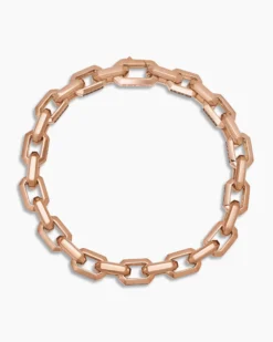 Streamline® Heirloom Chain Link Bracelet 18K Rose Gold with Pavé Cognac Diamonds, 7.5mm