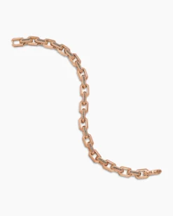 Streamline® Heirloom Chain Link Bracelet 18K Rose Gold with Pavé Cognac Diamonds, 7.5mm