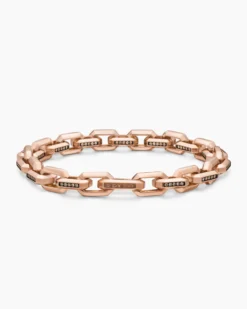 Streamline® Heirloom Chain Link Bracelet 18K Rose Gold with Pavé Cognac Diamonds, 7.5mm