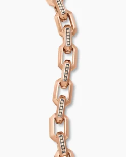 Streamline® Heirloom Chain Link Bracelet 18K Rose Gold with Pavé Cognac Diamonds, 7.5mm