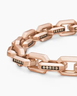 Streamline® Heirloom Chain Link Bracelet 18K Rose Gold with Pavé Cognac Diamonds, 7.5mm