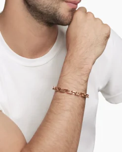 Streamline® Heirloom Chain Link Bracelet 18K Rose Gold with Pavé Cognac Diamonds, 7.5mm