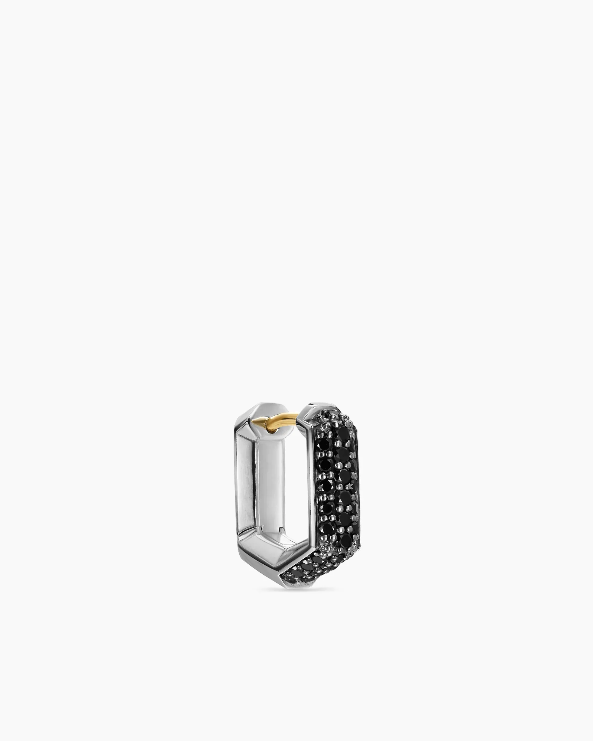 Streamline® Hoop Earring Sterling Silver with Black Diamonds, 11.7mm